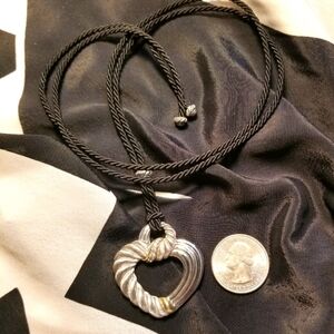 JUDITH RIPKA CZ Heart Silk Cord Necklace